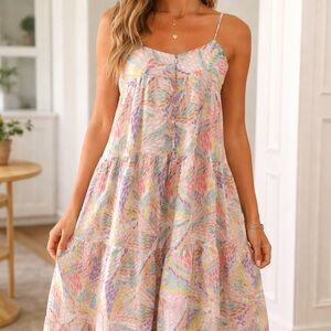 C/MEO Collective Pastel Multicolor Spaghetti-Strap Mini Dress
